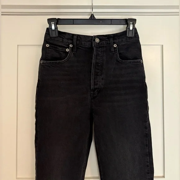 Agolde Riley High Rise Straight Leg Black size 25 - Picture 5 of 9